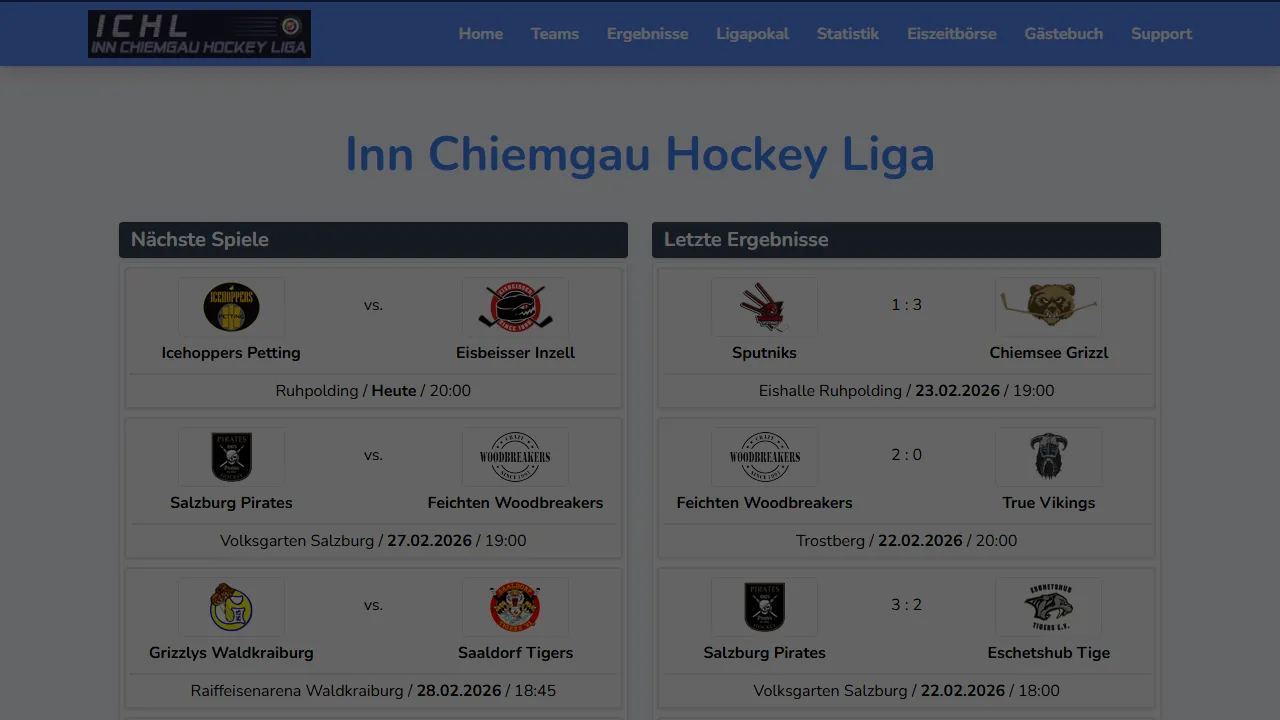ichl.de - League Management Tool for Transparency screenshot