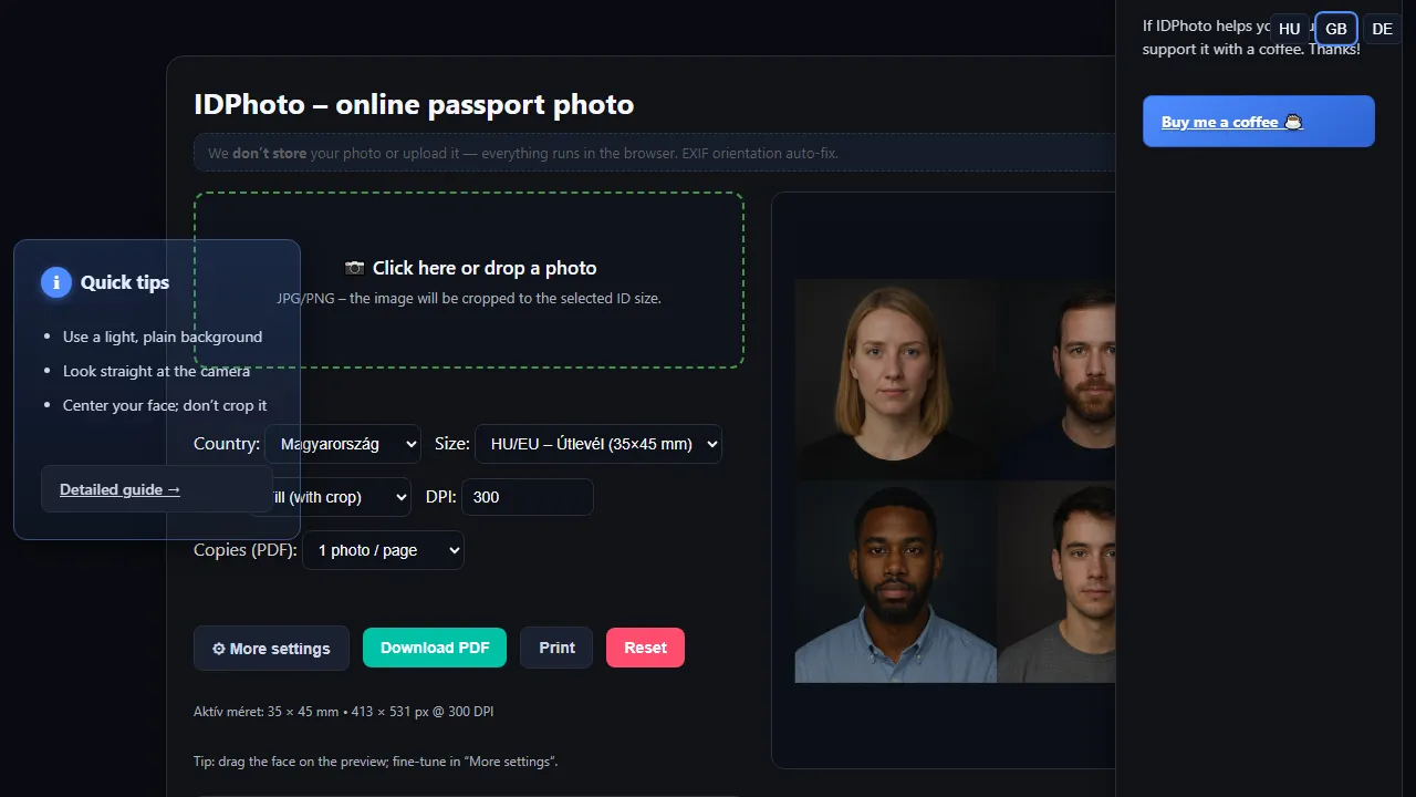 idpicturepdf.hu - JPG to PDF Converter Online Free Tool screenshot