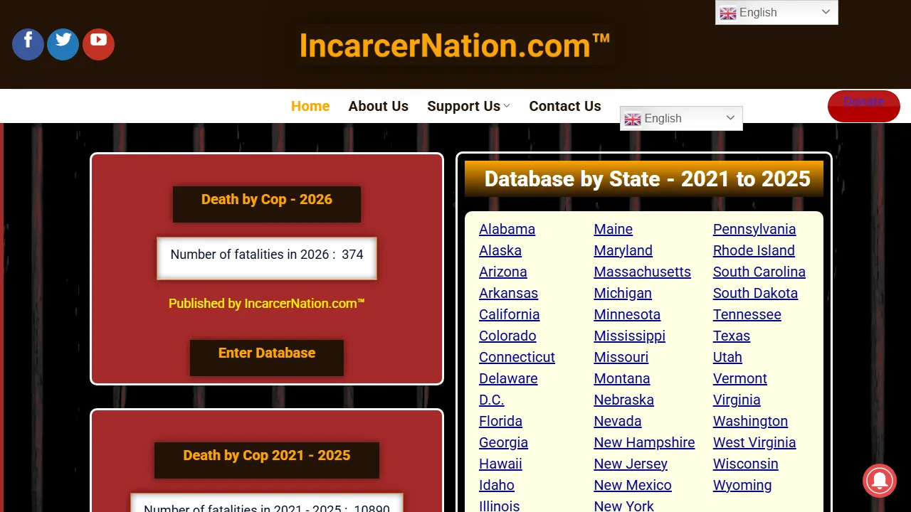 incarcernation.com - Public Crime Database of US Fatalities screenshot