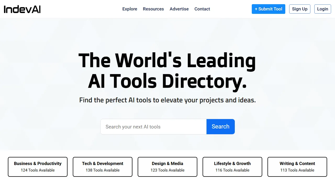 indevai.com - AI Tools Directory - Search and Discover AI screenshot