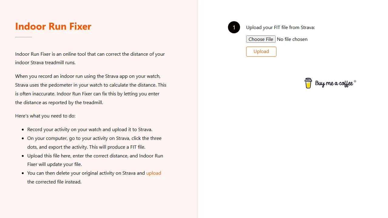 indoorrunfixer.com - Distance Correction Tool for Strava Treadmill Runs screenshot