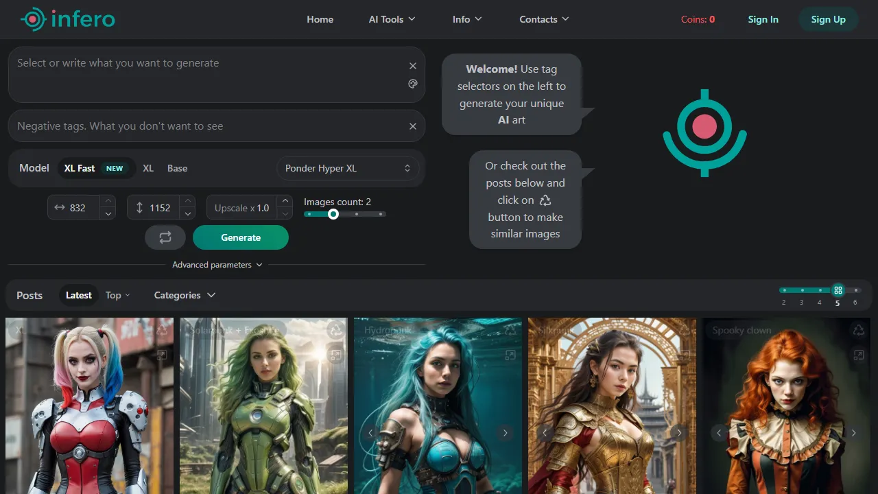 infero.ai - AI Image Generator Coin Purchase Platform screenshot