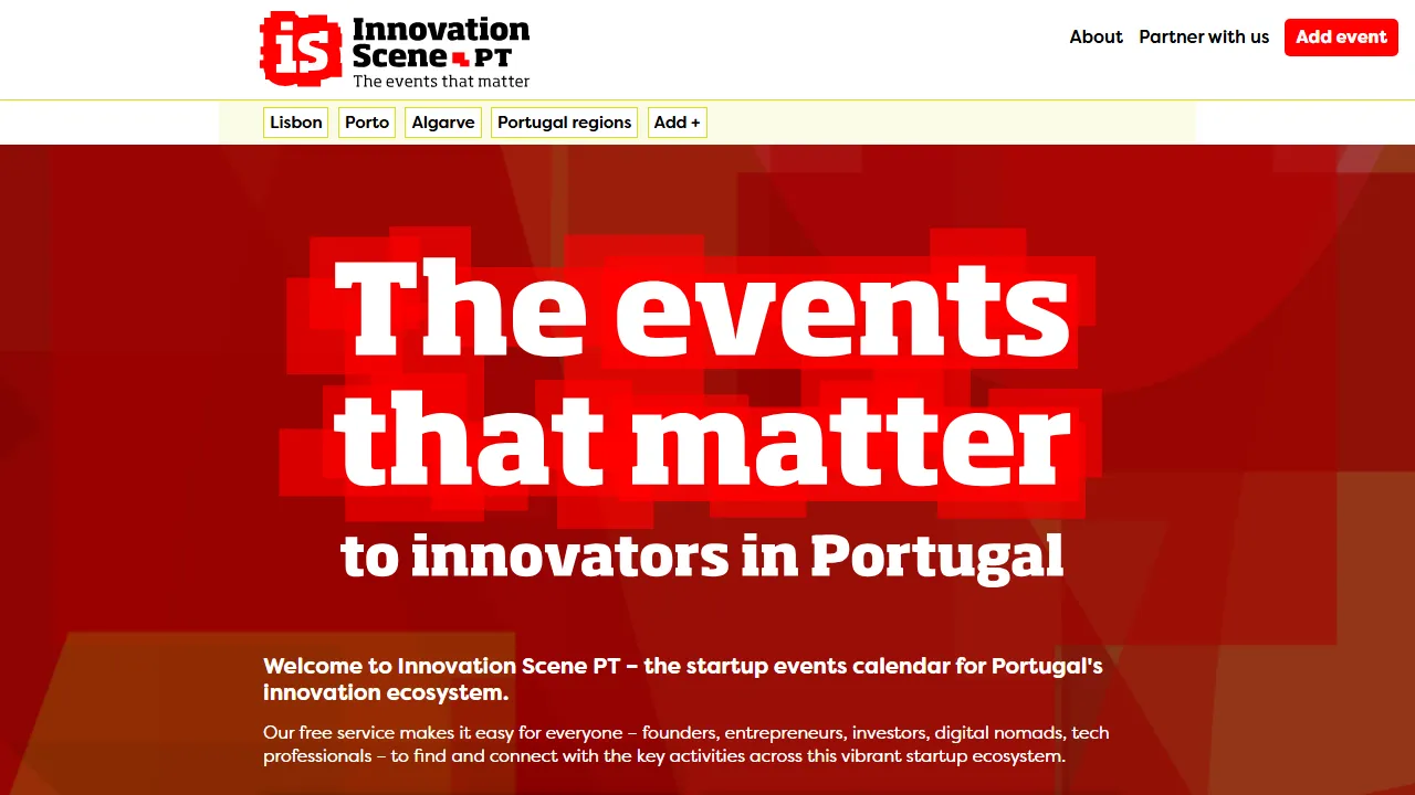 innovationscene.pt - Event Listing Platform for Tech and Startups screenshot