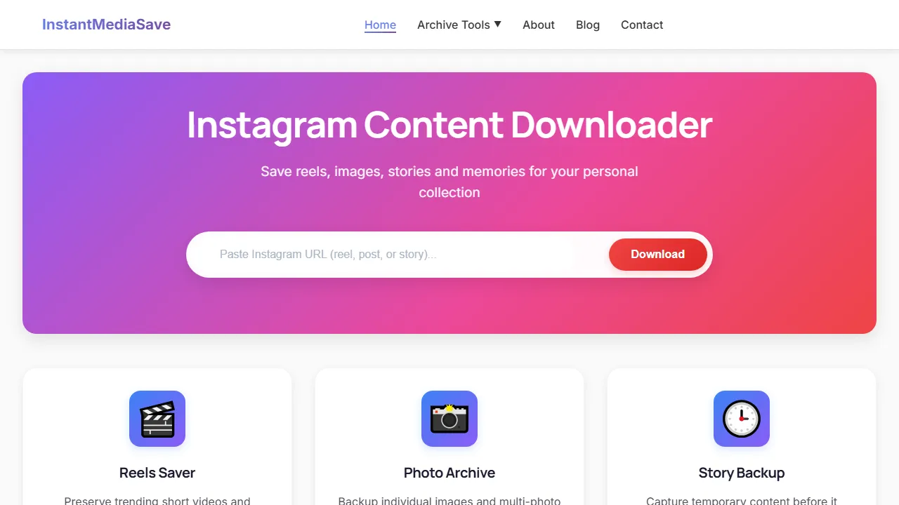 instantmediasave.com - Facebook Video Downloader and Media Saver screenshot