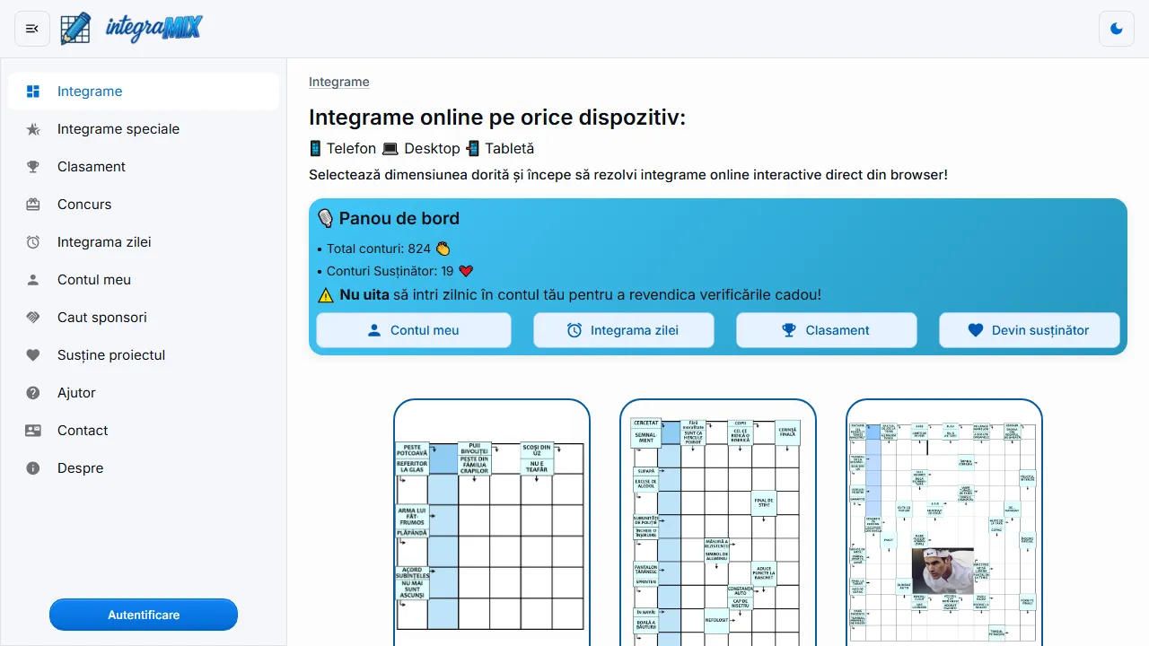 integramix.ro - Online Crossword Puzzle Games for Mental Fitness screenshot