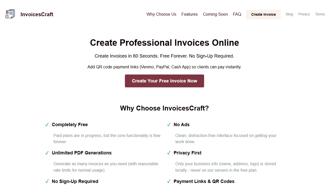 invoicescraft.com - Free Invoice Generator for Small Business screenshot