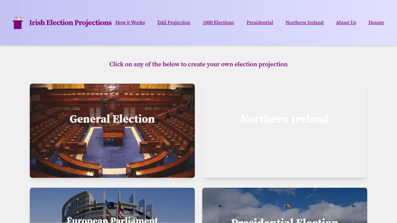 irishelections.ie - Election Result Projection Tool Online screenshot