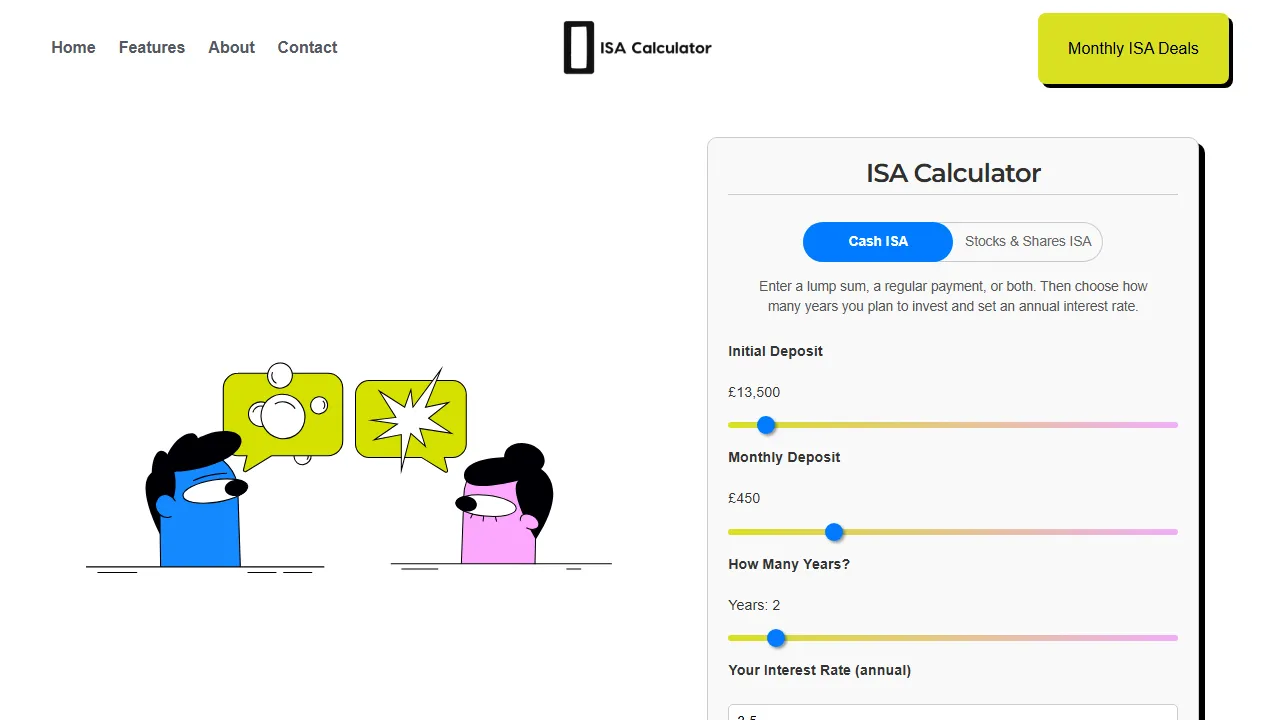 isainterestcalculator.com - Free ISA Calculation Tool Online screenshot