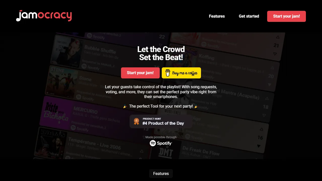 jamocracy.io - Collaborative Spotify Playlist For Shared Music screenshot