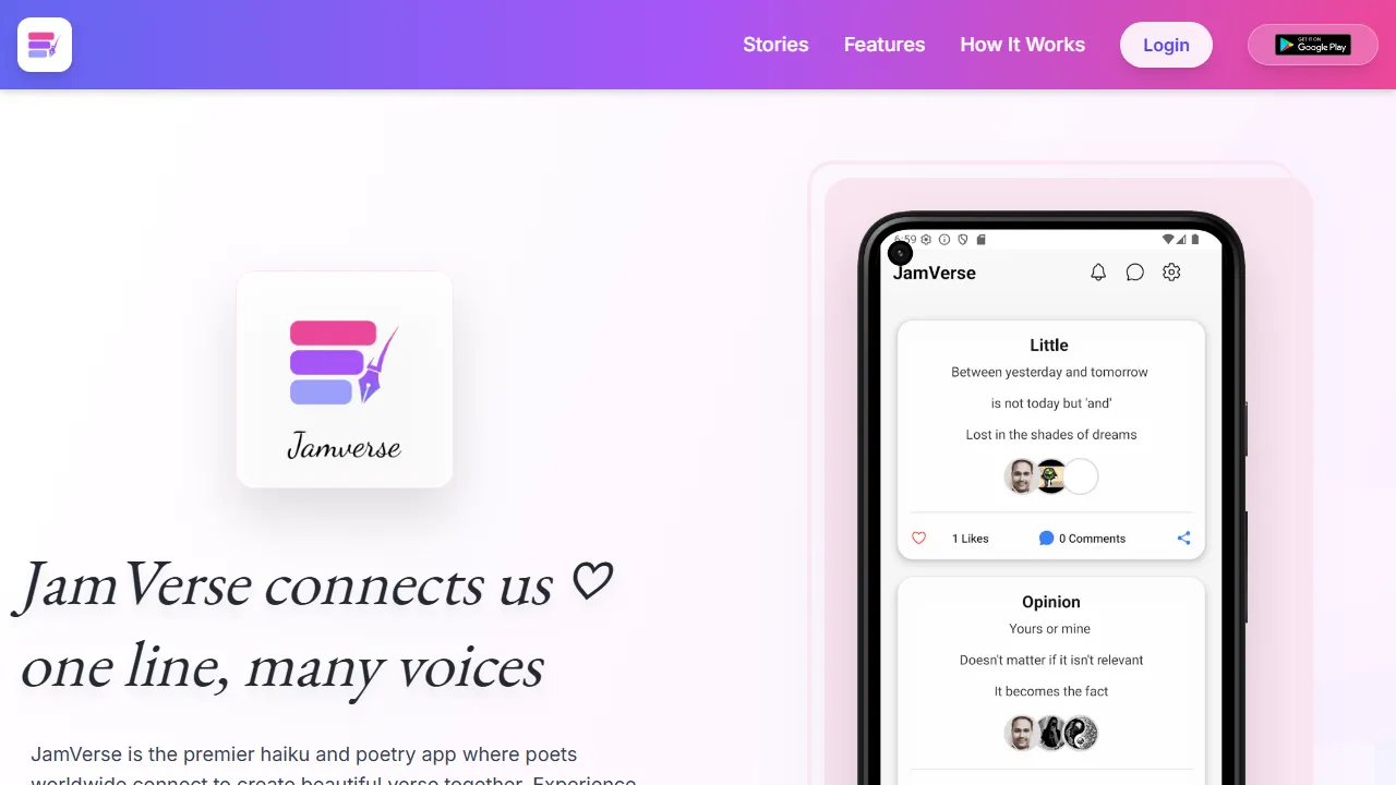 jamverse.in - Collaborative Platform for Creative Writing screenshot