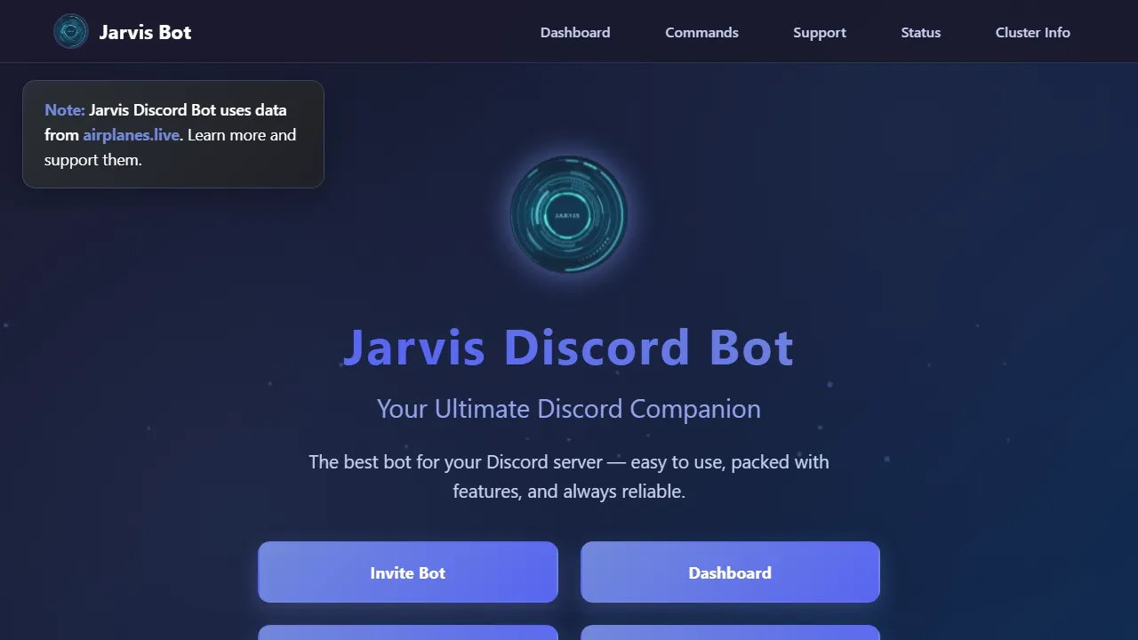 jarvisdiscordbot.net - Discord Bot to Enhance Your Server screenshot