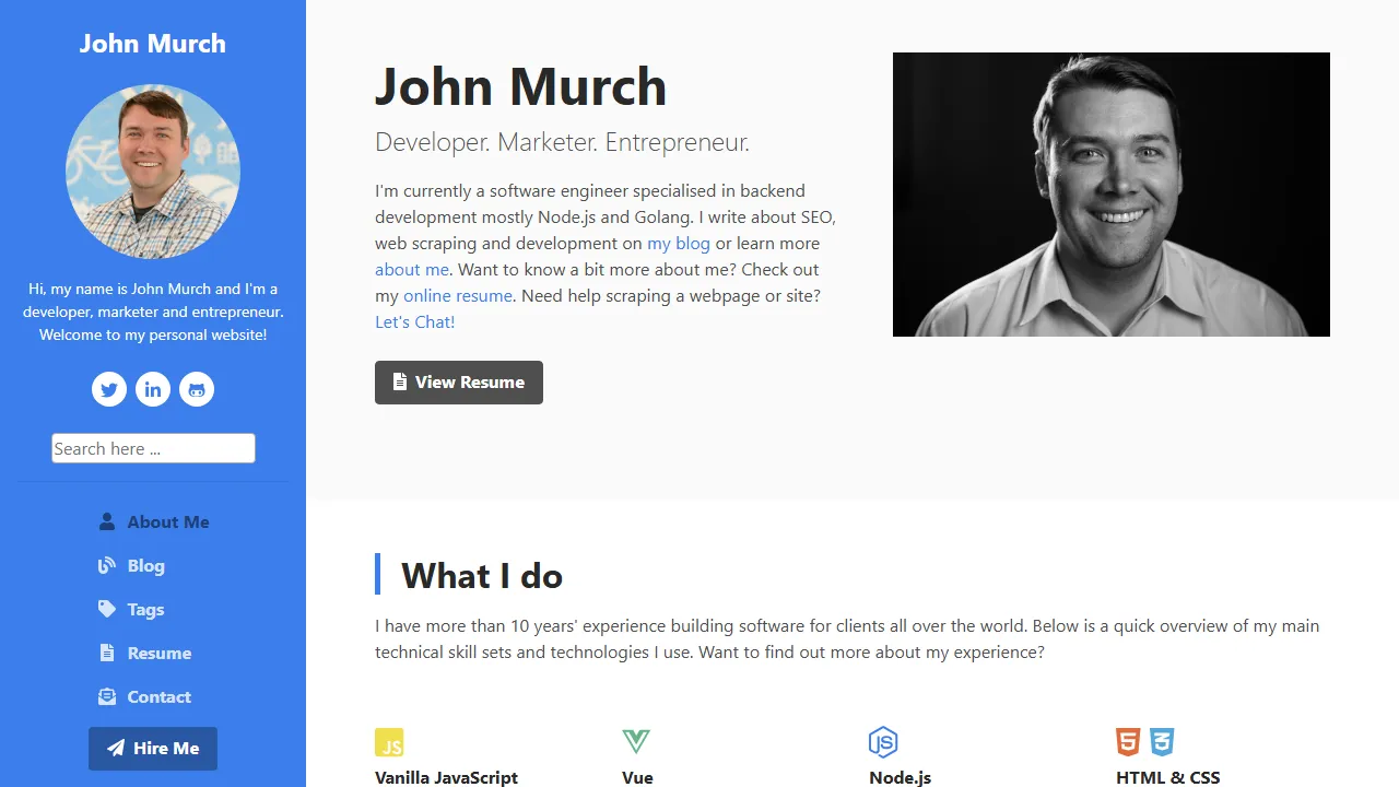 johnmurch.com - Web App Development Support and Direction screenshot