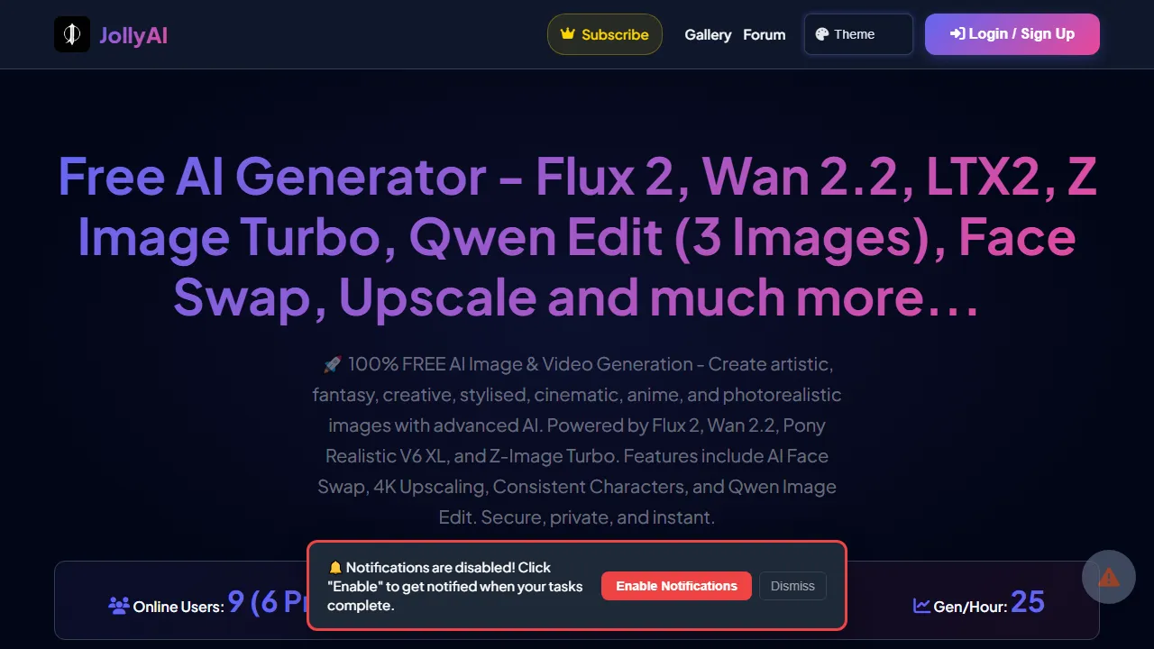 jollyai.online - Free AI Image Generator Tool Online screenshot