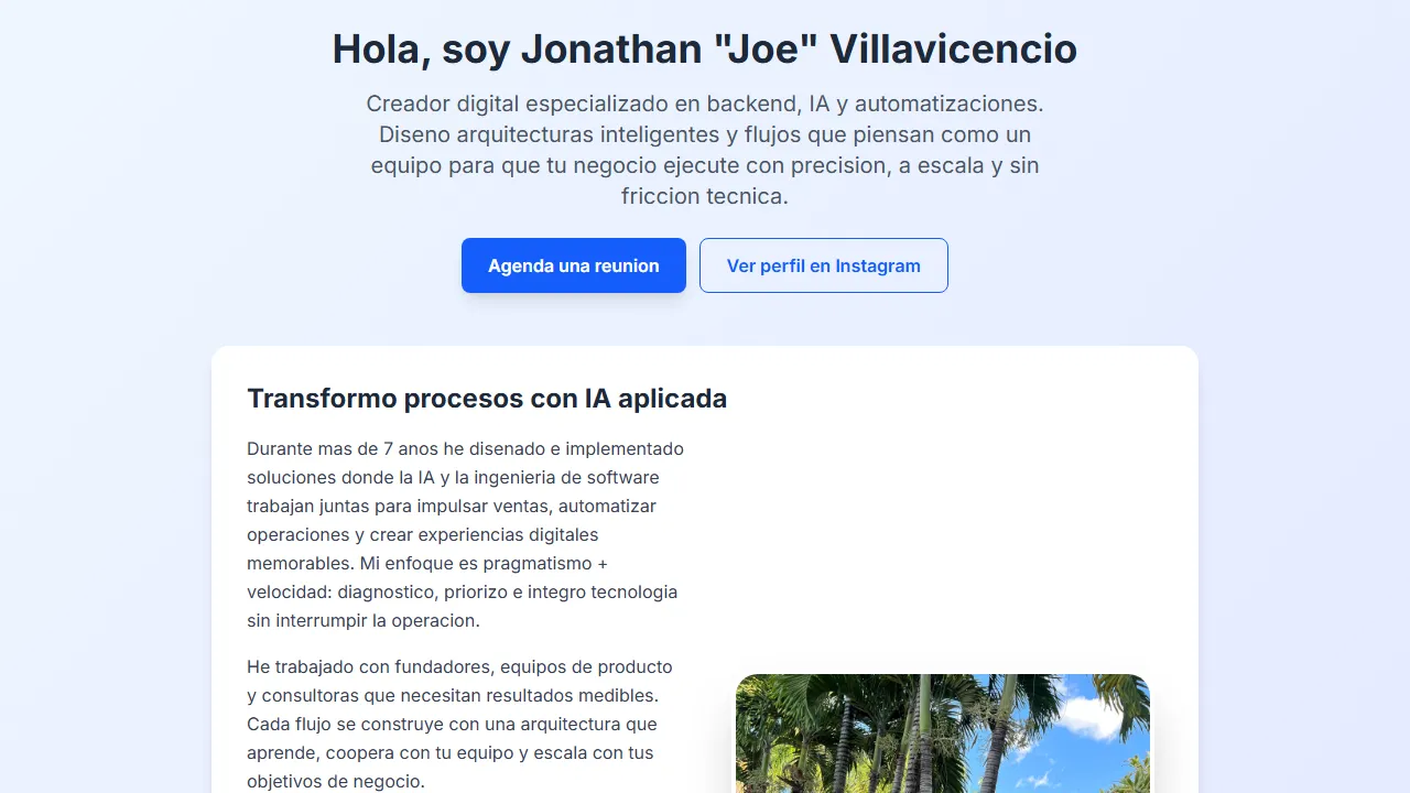 jonathanvillavicencio.com - No Code Automation Platform for Digital Solutions screenshot