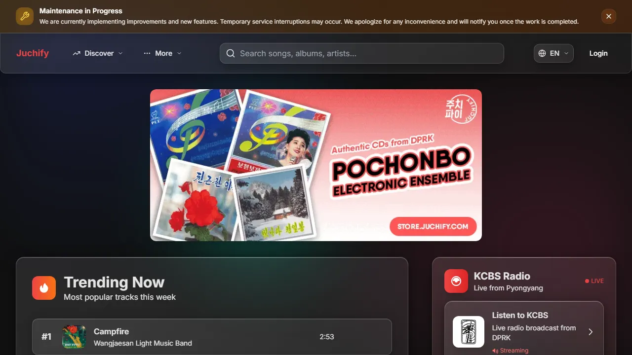 juchify.com - Music Streaming of North Korean Music screenshot