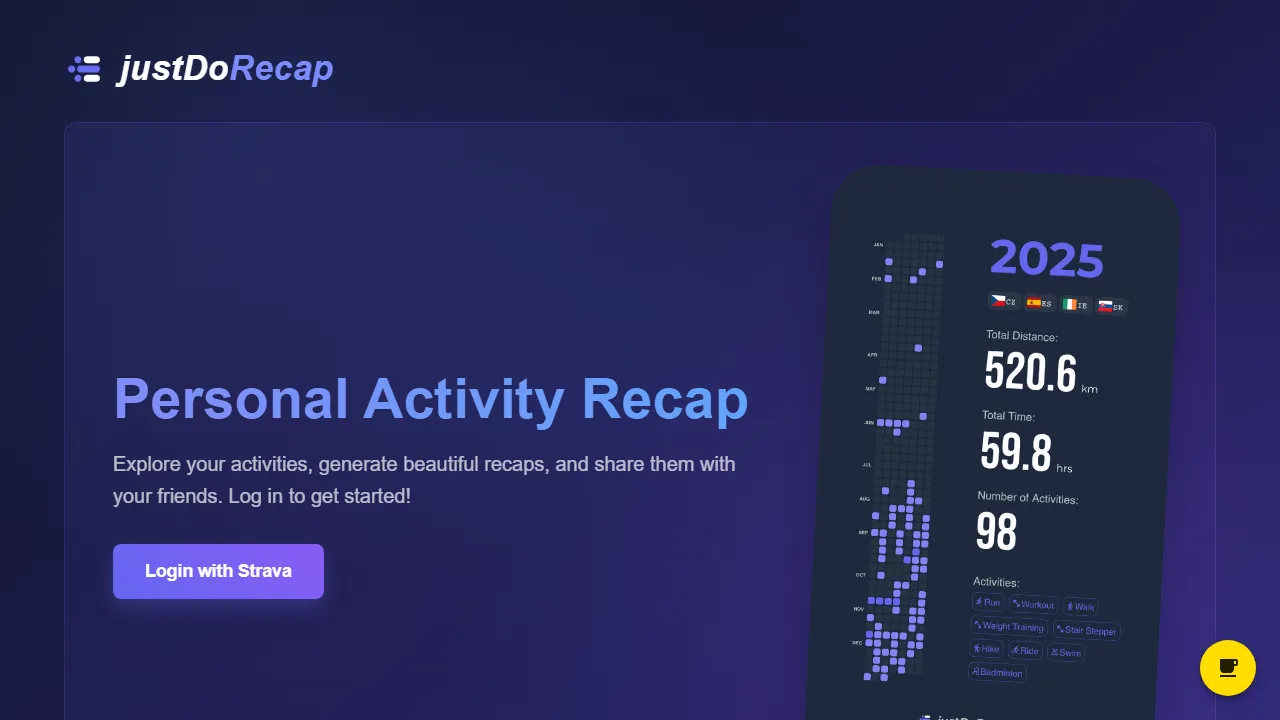 justdorecap.com - Fitness Tracker App for Activity Recaps screenshot