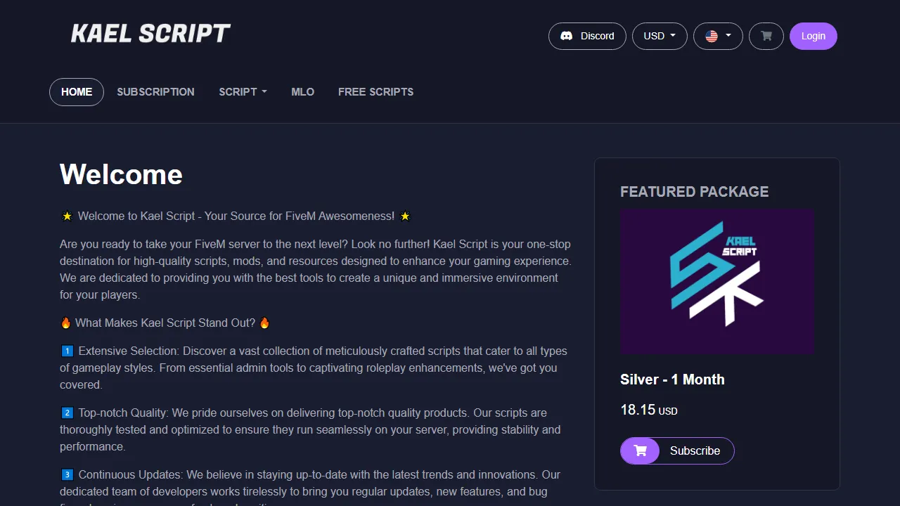 kael.tebex.io - Enhance Virtual Adventures and Gaming Experiences screenshot