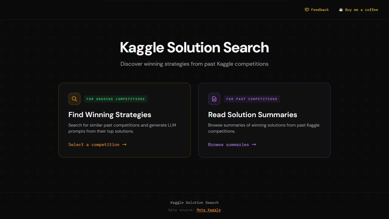 kaggle-solution-search.pages.dev - Kaggle Solution Search Tool screenshot