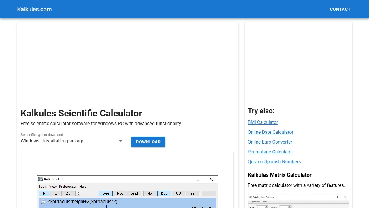 kalkules.com - Free Scientific Calculator For Programmers screenshot