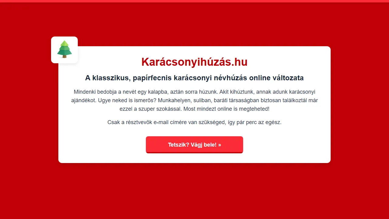 karacsonyihuzas.hu - Free Online Secret Santa Generator Tool screenshot