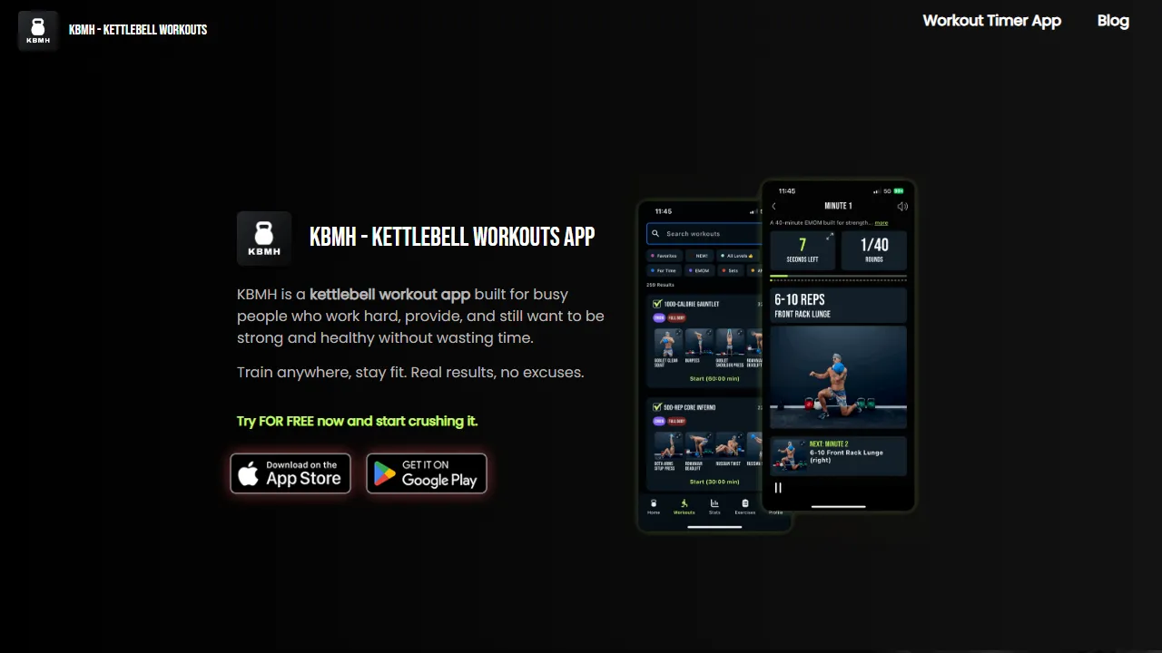 kbmh.app - Kettlebell Workouts and Fitness Programs screenshot