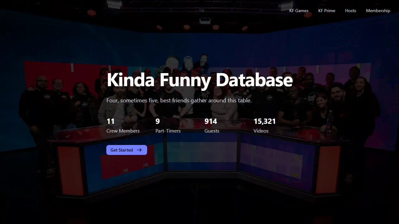 kfdb.app - Support The Kinda Funny Database Project screenshot