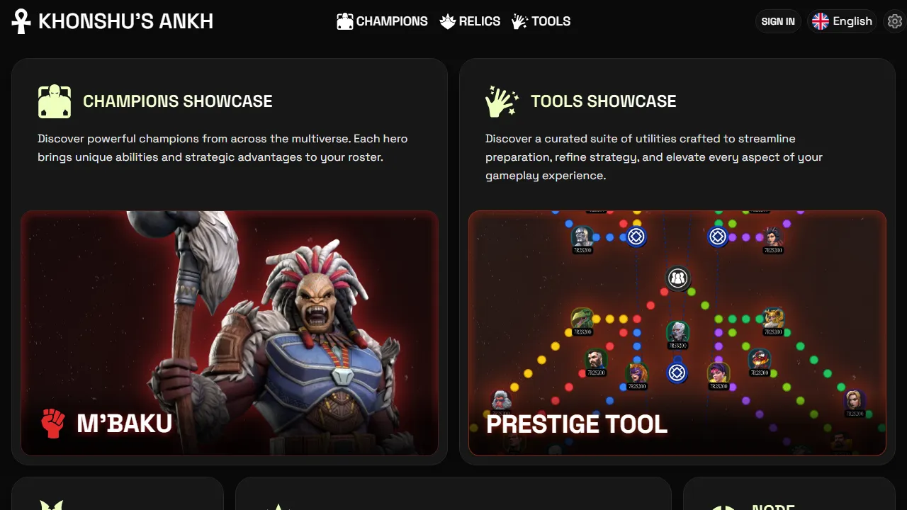khonshu-ankh.vercel.app - Marvel Game Champion Data Insights Tool screenshot