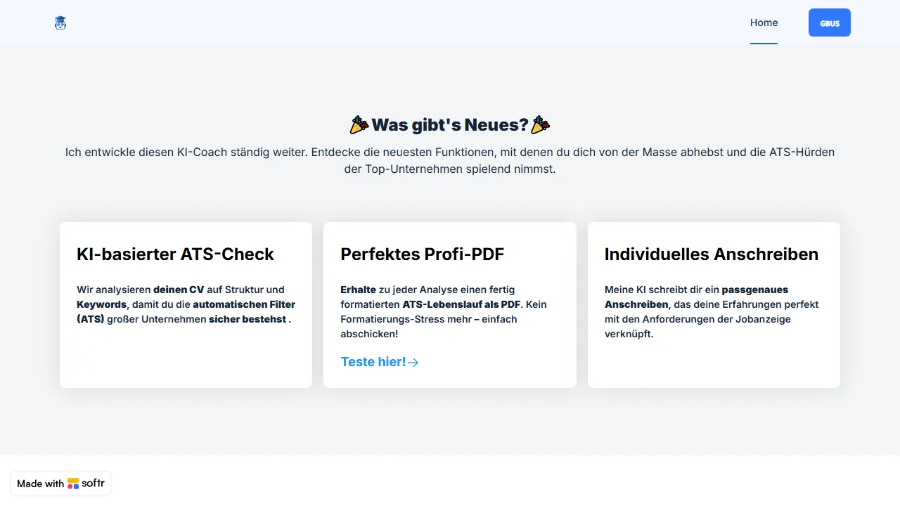 ki-karriere-coach.softr.app - AI Career Coach for Students - Free Tool screenshot