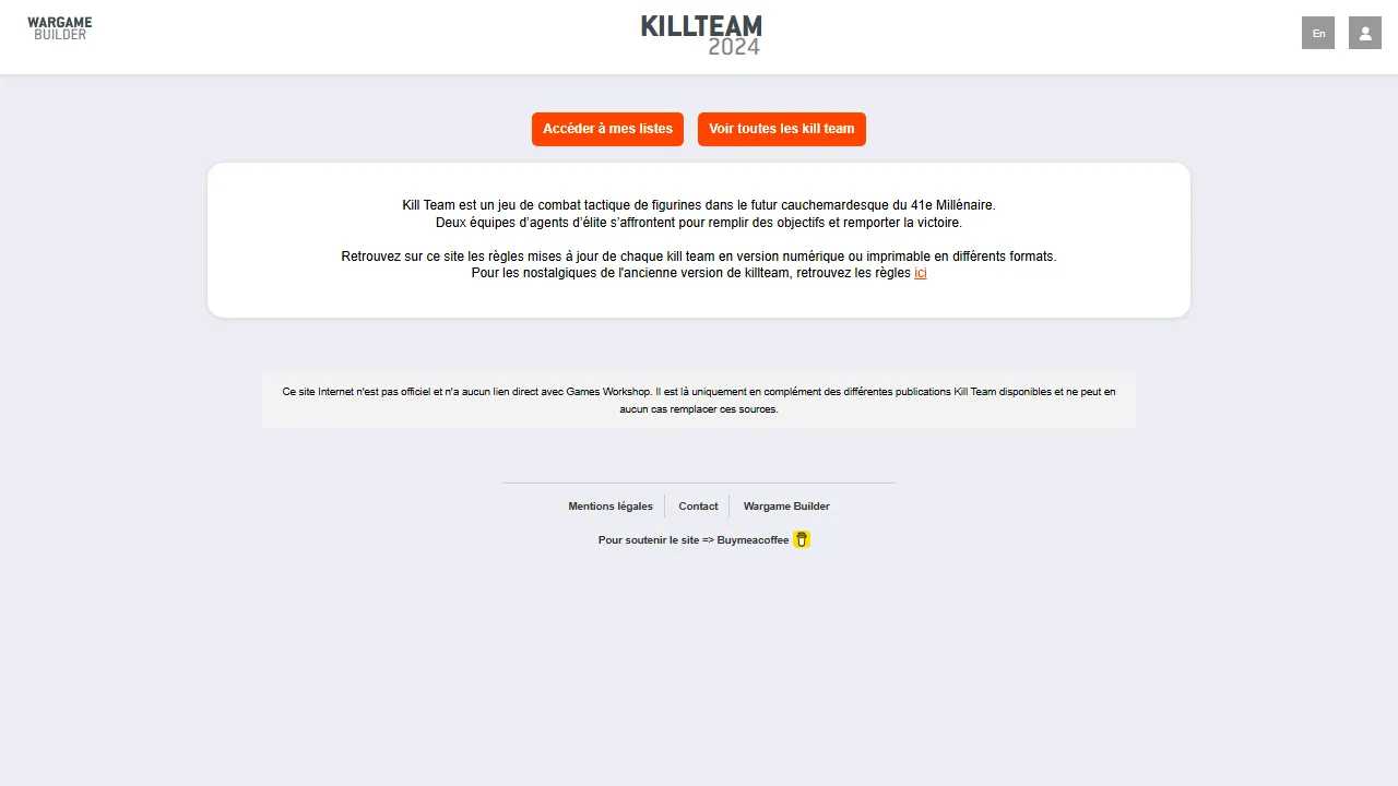 killteambuilder.com - Kill Team Wargame Builder and Roster Tool screenshot