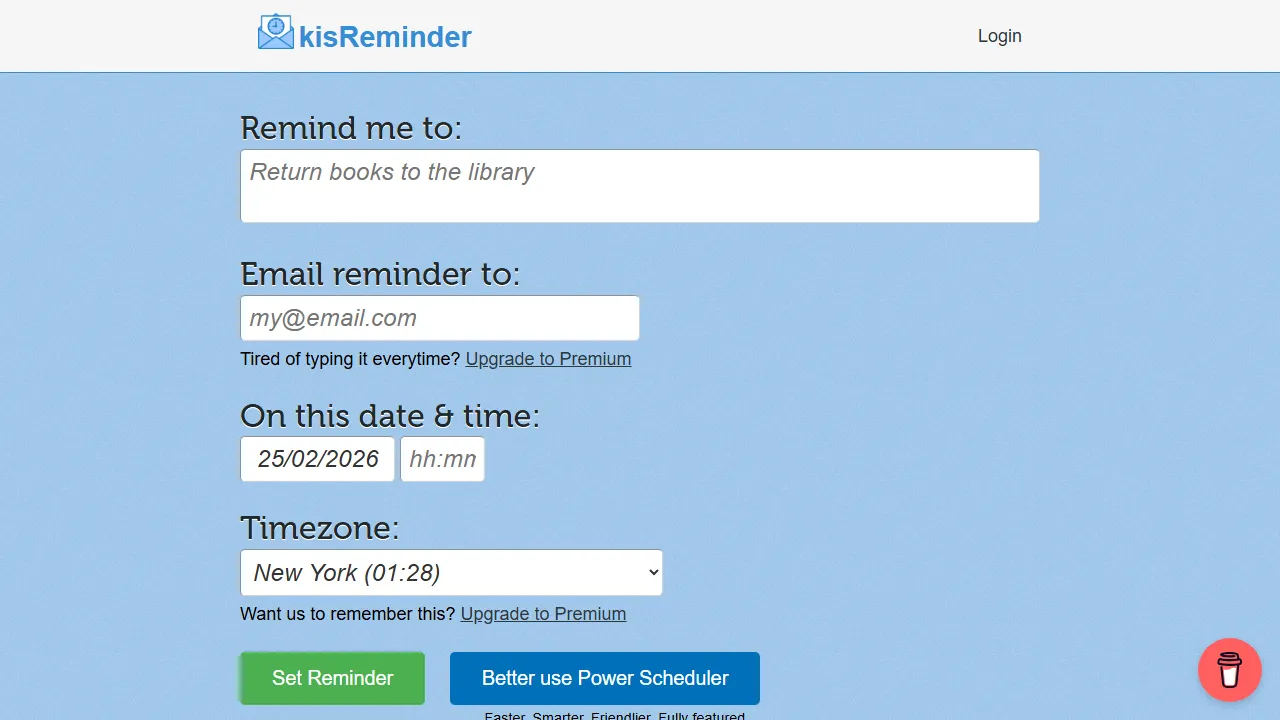 kisreminder.com - Free Reminder Service For Your Needs screenshot