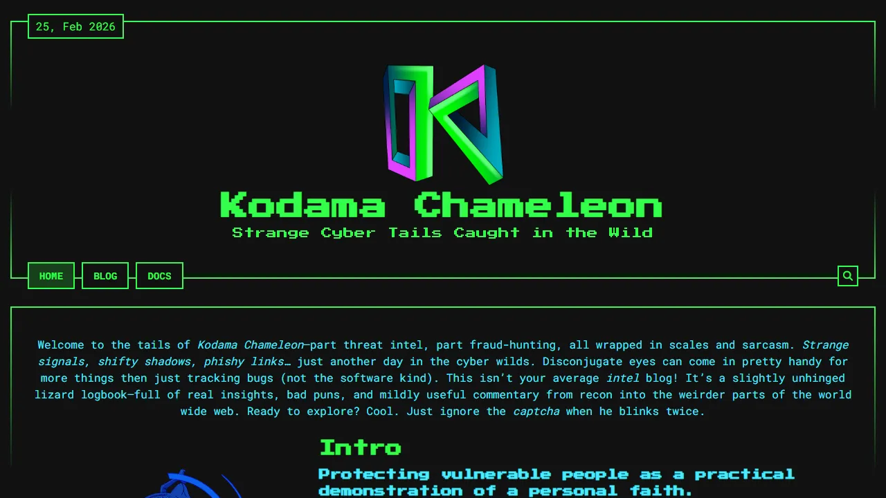 kodamachameleon.com - OSINT Open Source Intelligence Framework and Tools screenshot