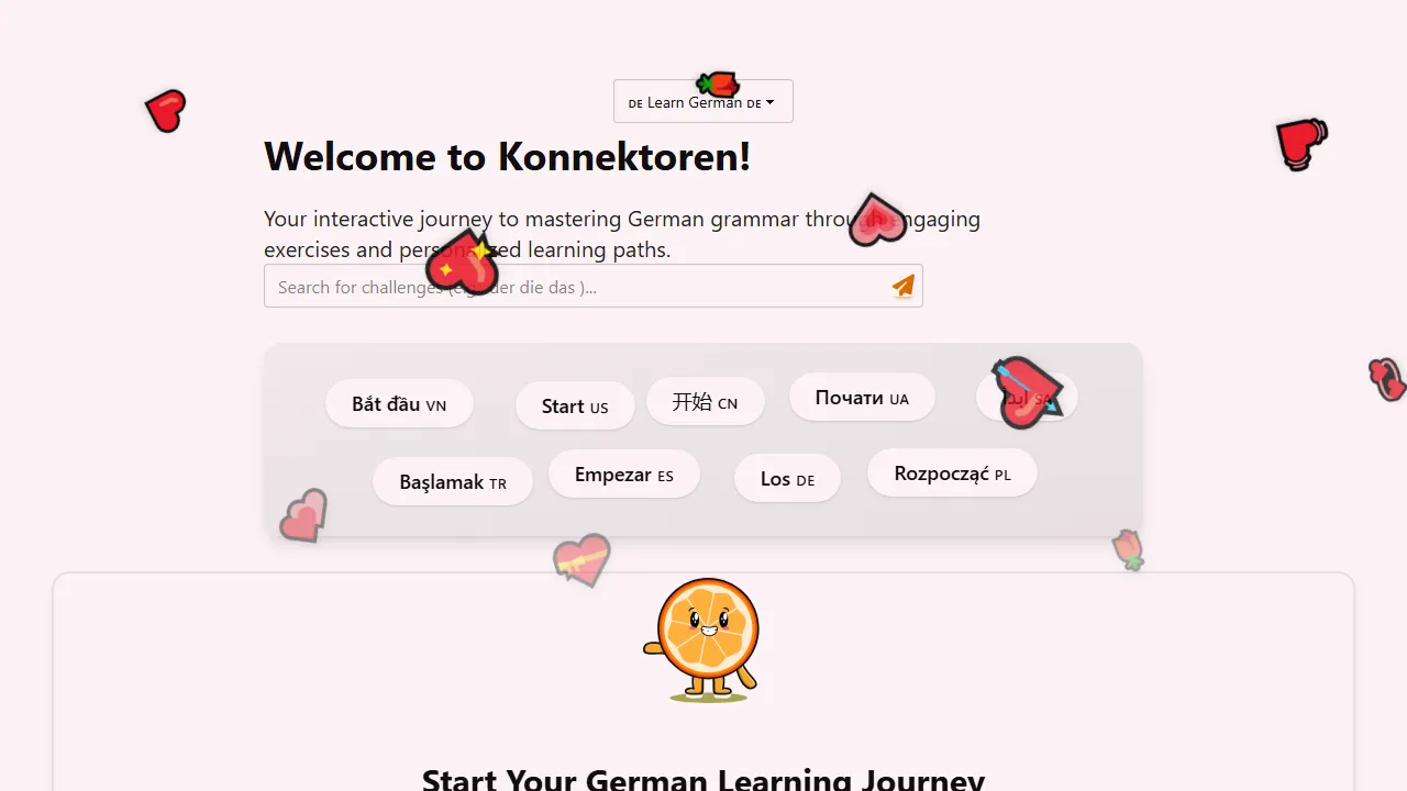 konnektoren.help - Learn German Grammar Online | Language Website screenshot