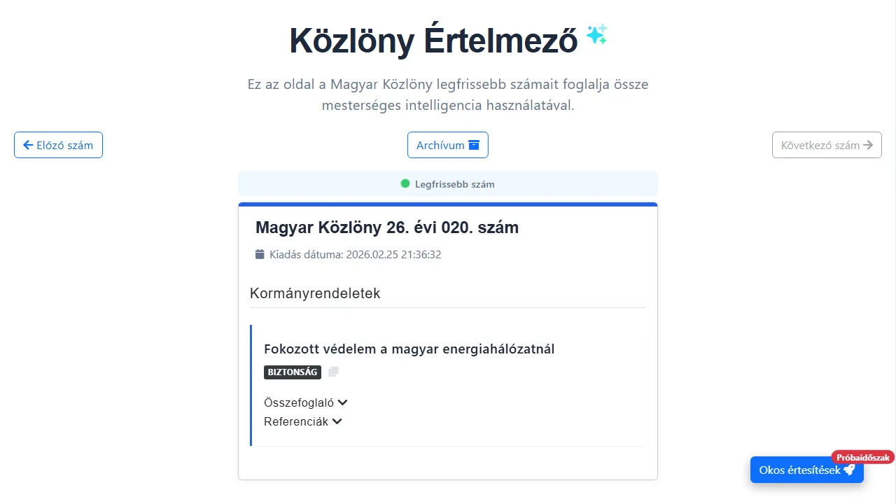 kozlonyertelmezo.ai - AI Document Summarization Tool Online Free screenshot