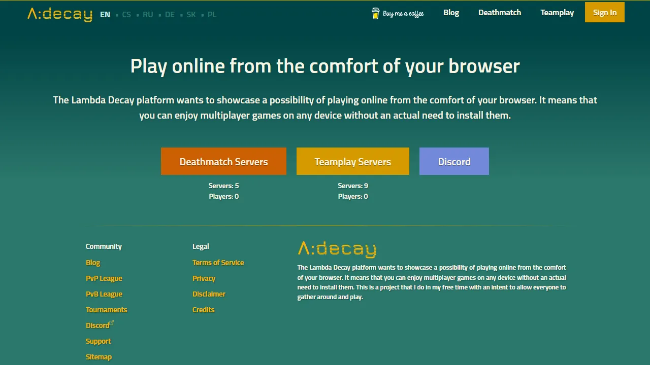 lambdadecay.com - Free Online Multiplayer Game Platform screenshot