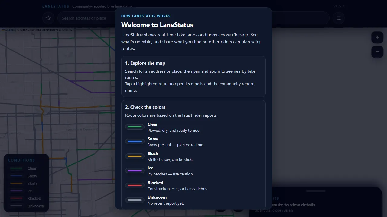 lanestatus.com - Commute Planning for Bike Commuters screenshot
