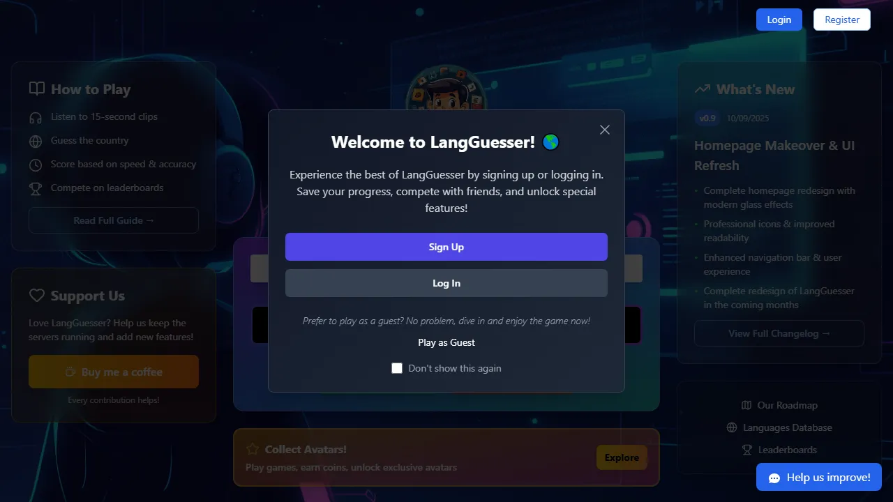 langguesser.com - Fun Language Learning Guessing Game screenshot