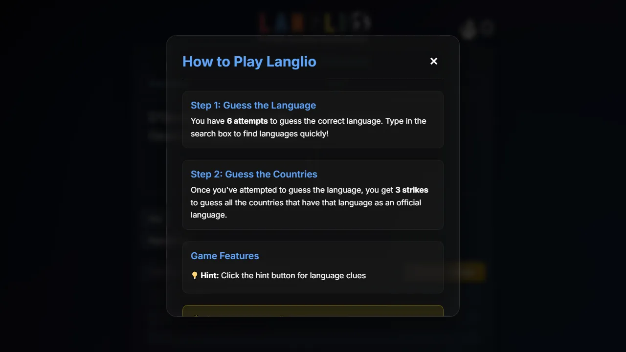 langlio.io - Daily Language Guessing Game Online screenshot