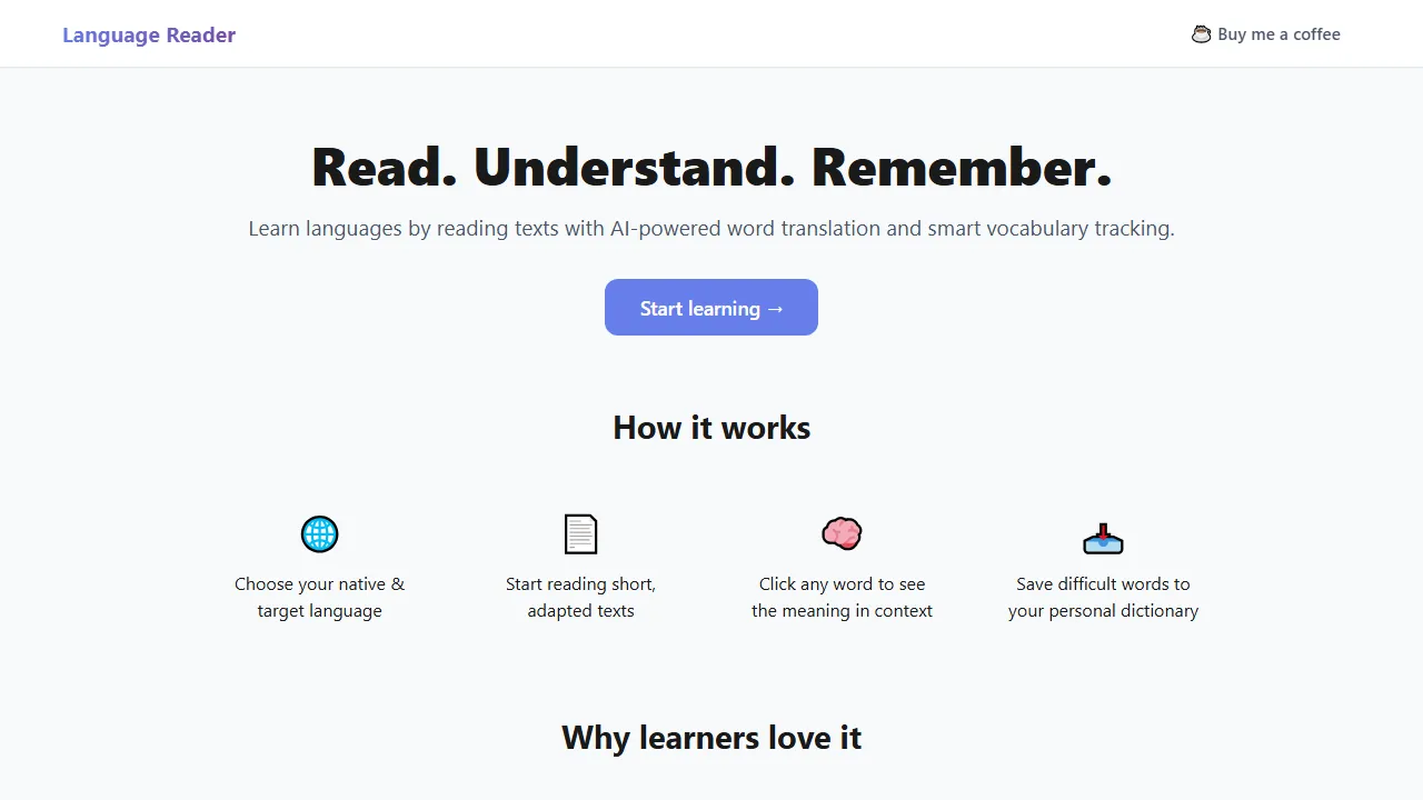 language-reader.com - Language Learning Software and Tool screenshot