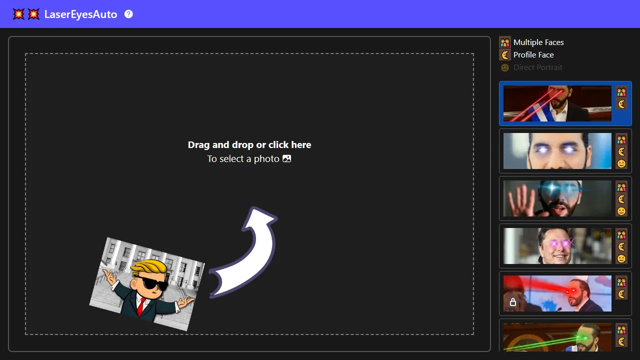 laser-ey.es - AI Photo Editor for Laser Eyes screenshot