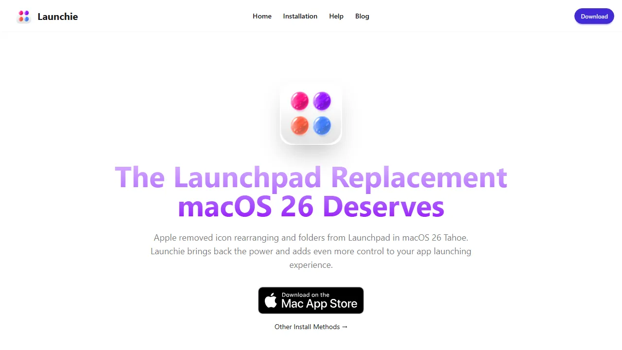 launchie.app - MacOS Launchpad Alternative Software screenshot