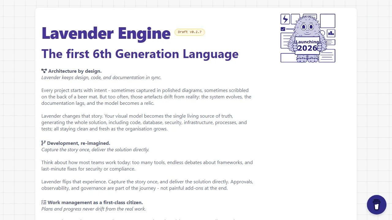 lavenderengine.com - Software Engineering Platform for Visual Modeling screenshot