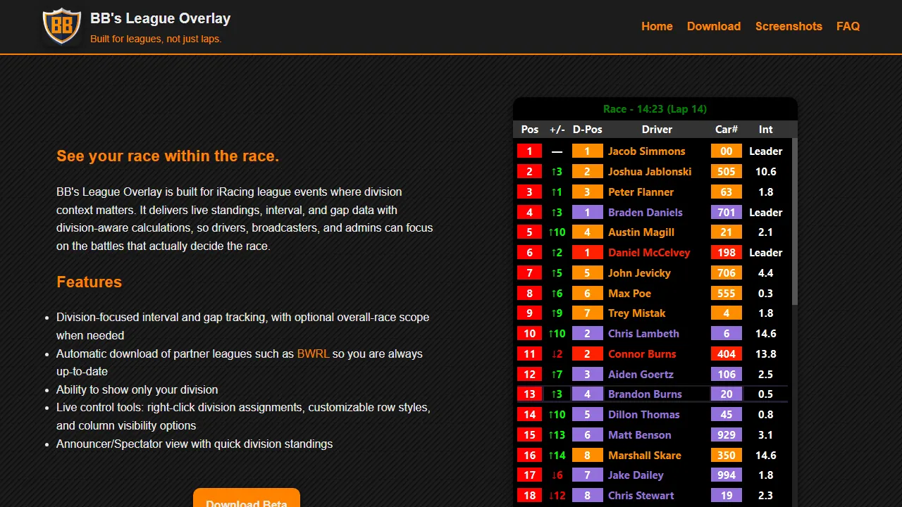 leagueoverlay.com - League Racing Overlay for Drivers screenshot