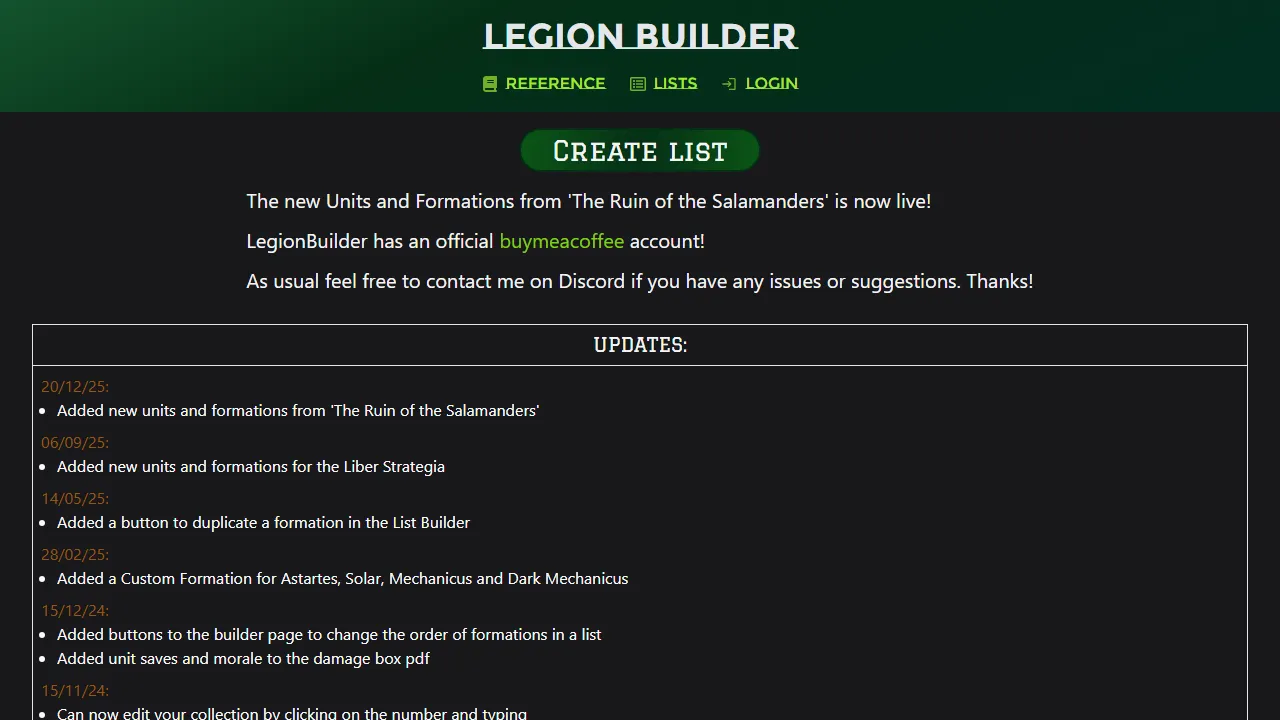 legionbuilder.app - WH40k List Builder and Army Builder screenshot