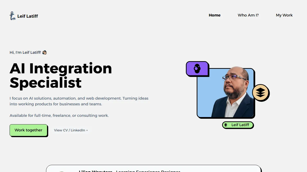 leifjerami.com - No Code App Builder and Consultant screenshot