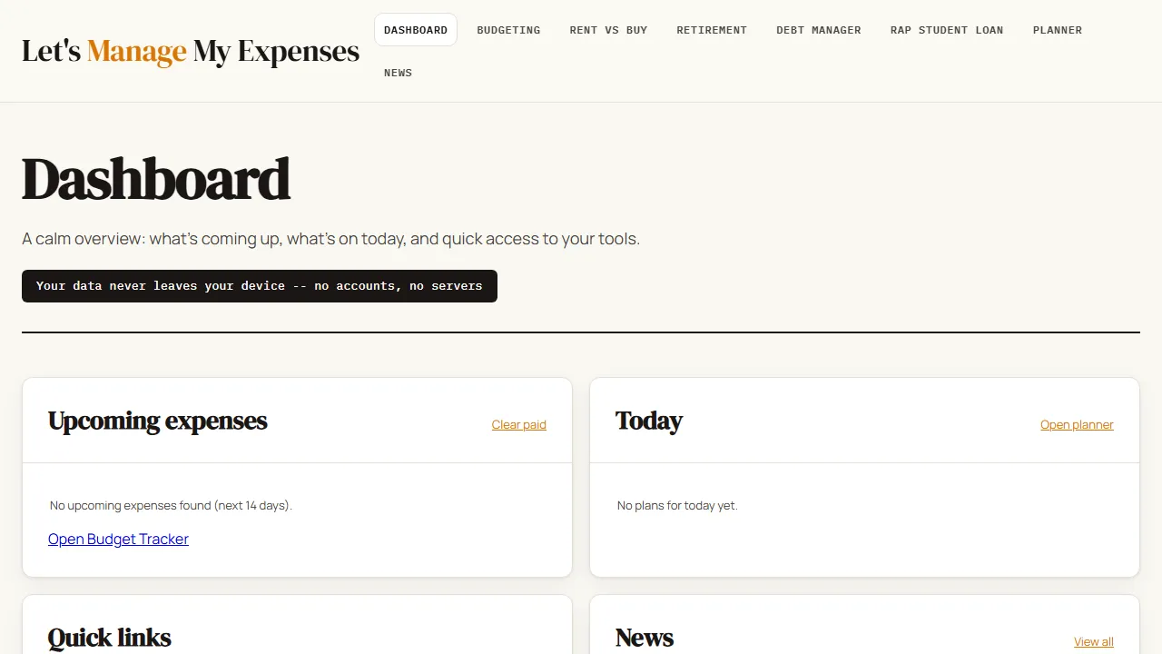 letsmanagemyexpenses.com - Simple Expense Tracker to Manage Your Spending screenshot