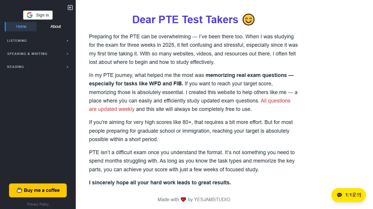 letspte.com - PTE Preparation Resource and Study Platform screenshot