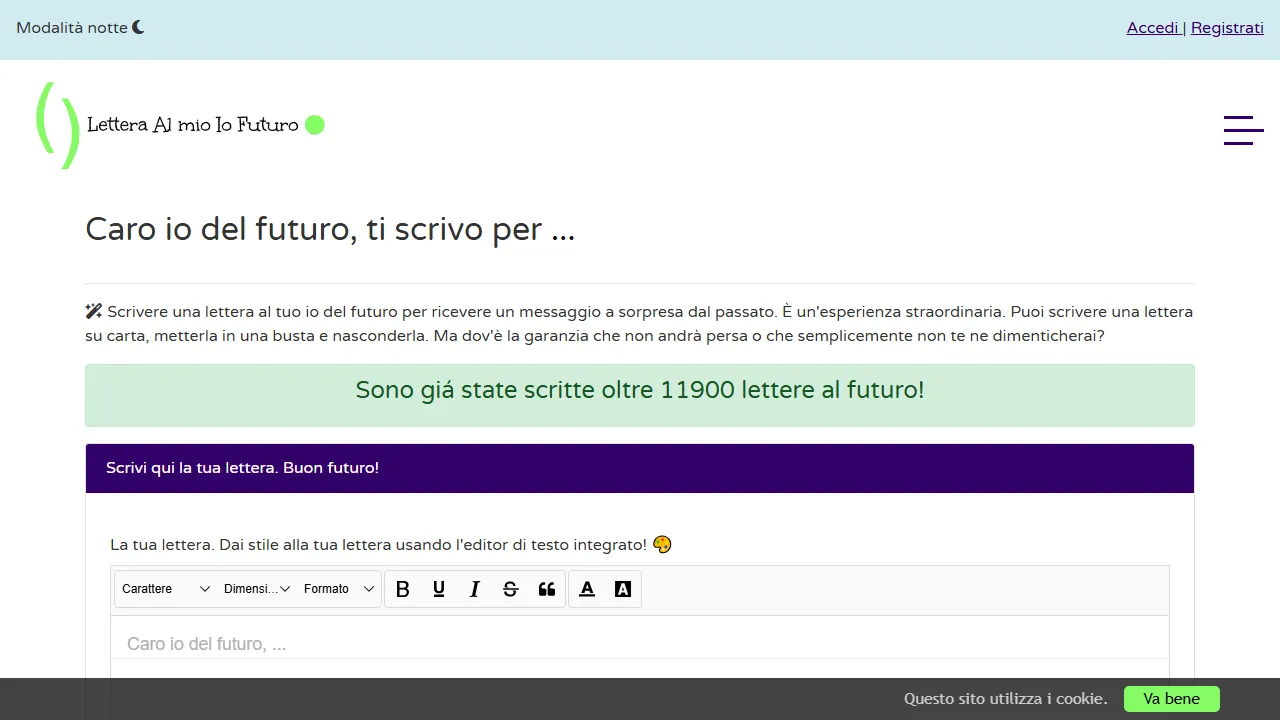 letteraalmioiofuturo.it - Schedule Email with Outlook - Future Email Tool screenshot