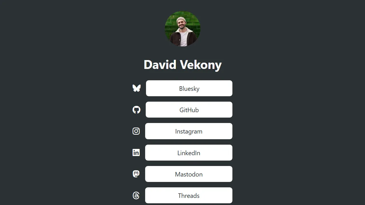 links.davidvekony.uk - Software Tools and Project Development screenshot