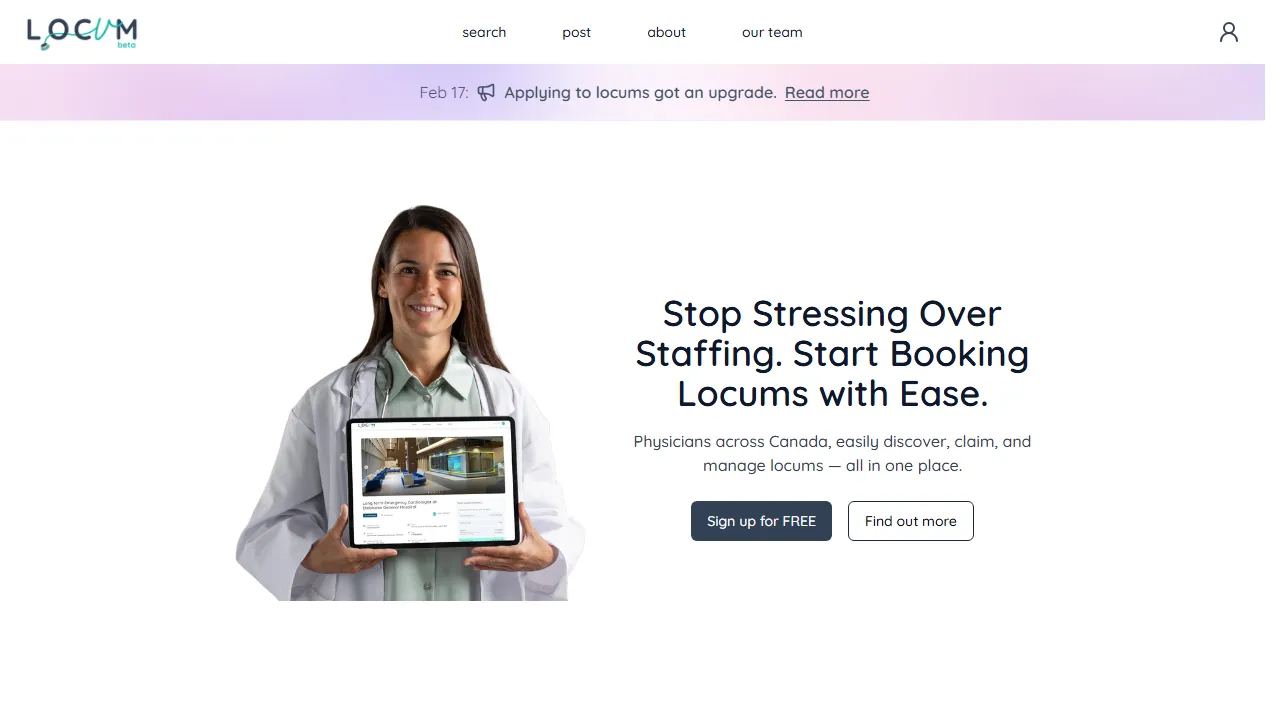 locvm.ca - Healthcare Staffing Platform for Locum Opportunities screenshot