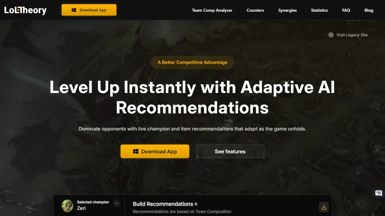 loltheory.gg - AI Champion Select and Build Assistant screenshot